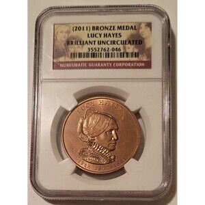 2011 Lucy Hayes U.S. Mint First Spouse Bronze Medal BU NGC Toning